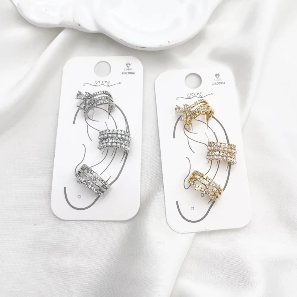 Set 3Pz  -Earcuff con Zirconia - EAK-506-384