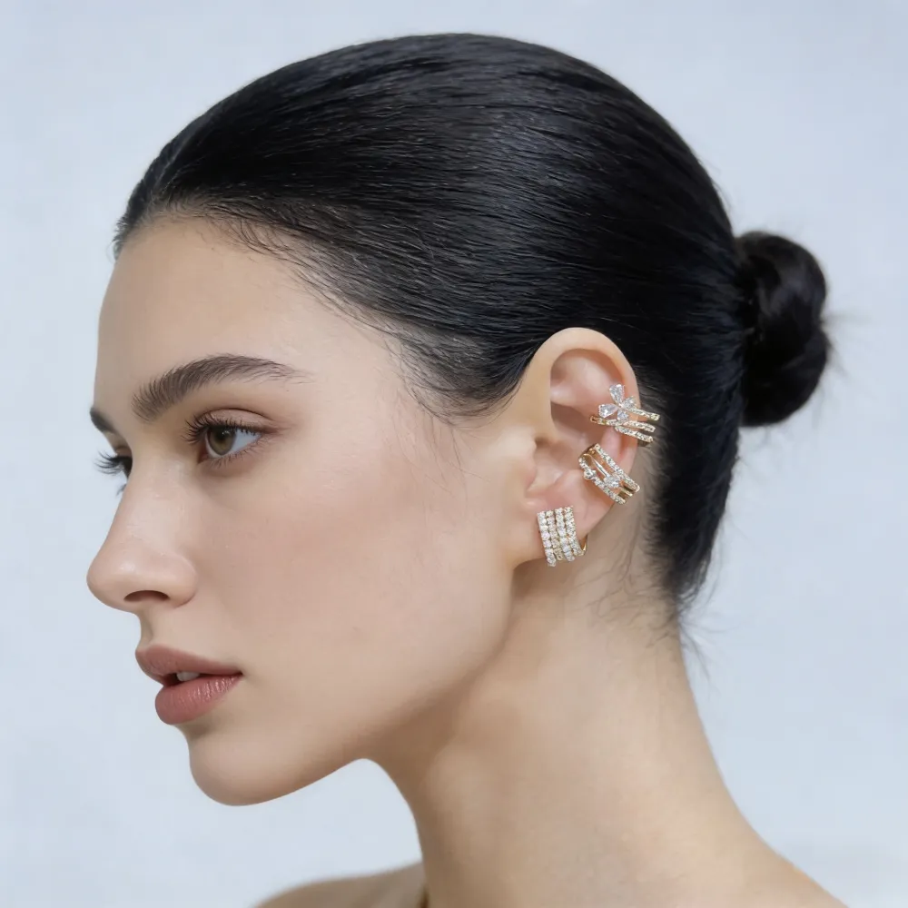 Set 3Pz  -Earcuff con Zirconia - EAK-506-384