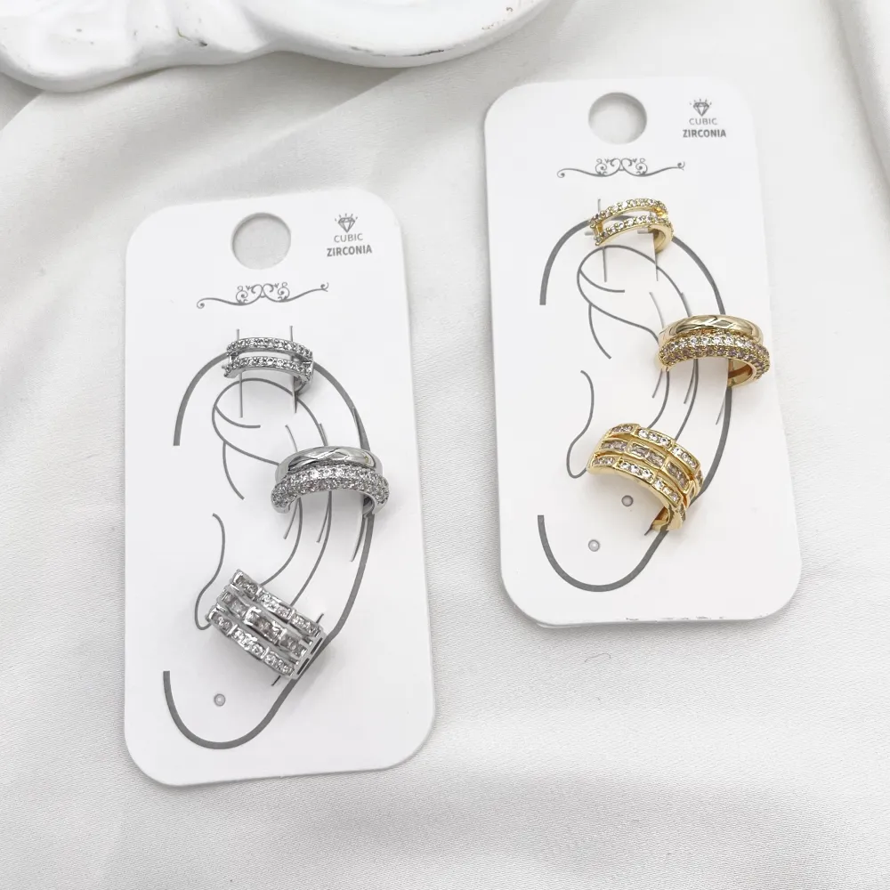 Set 3Pz  -Earcuff con Zirconia - EAK-506-386