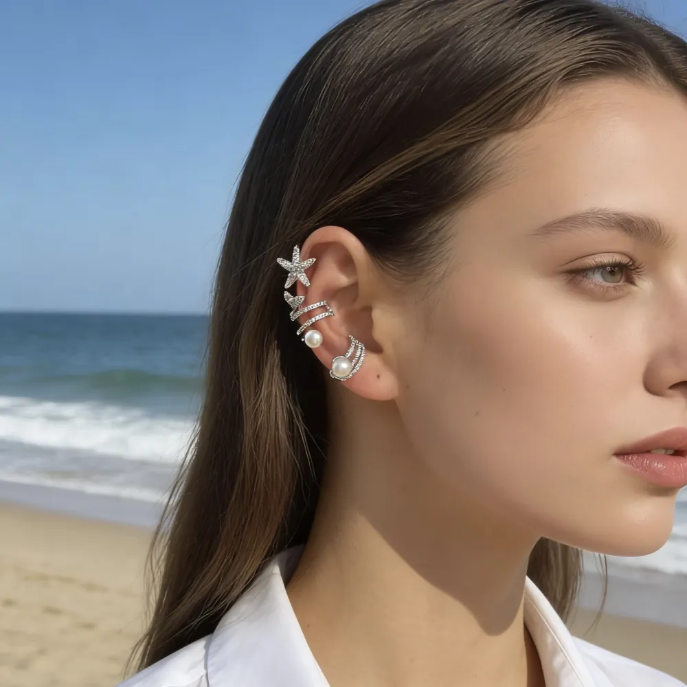 Set 3Pz  -Earcuff con Zirconia - EAK-506-380