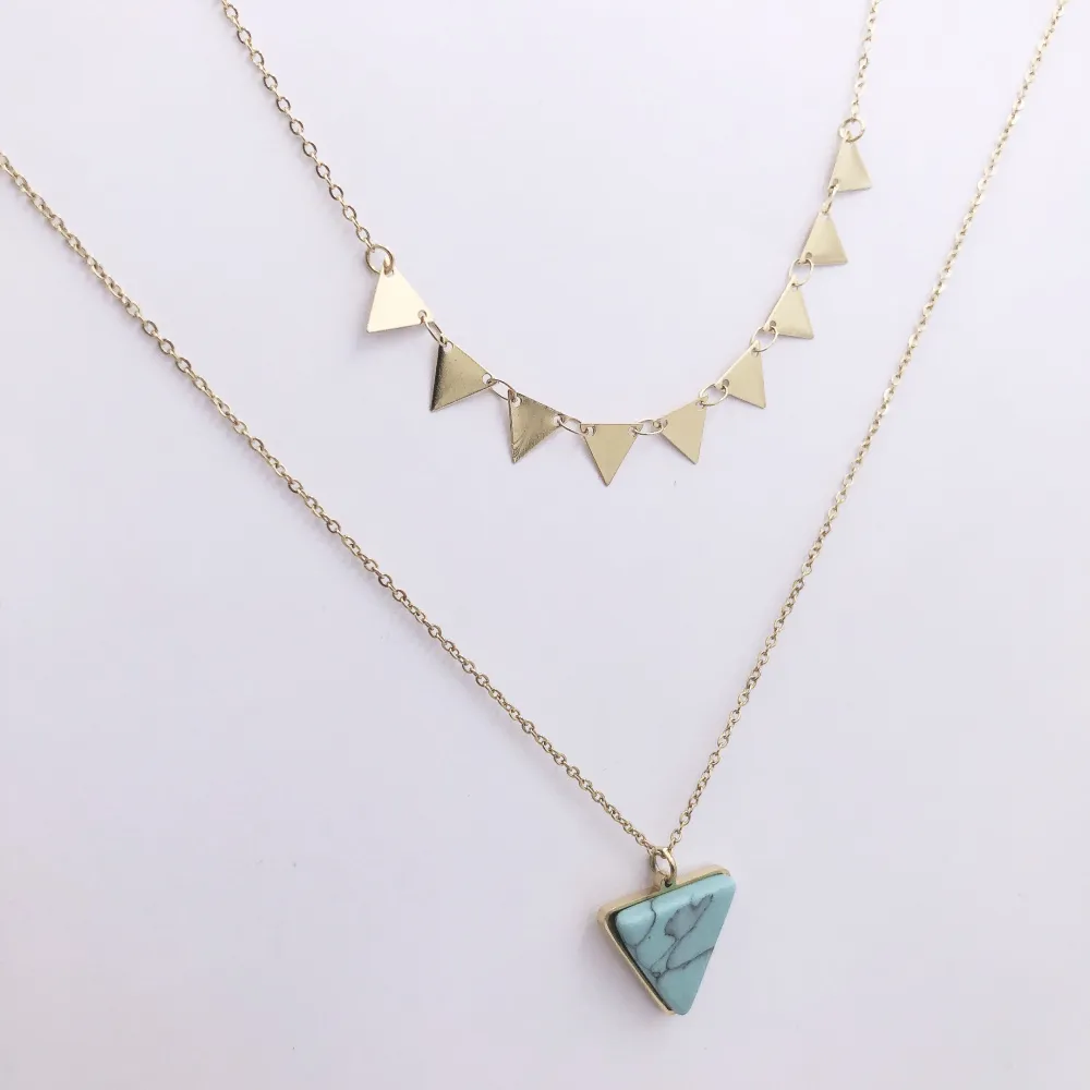 CAC4156-Triangolo- Collana Corta doppio filo in Acciaio_2