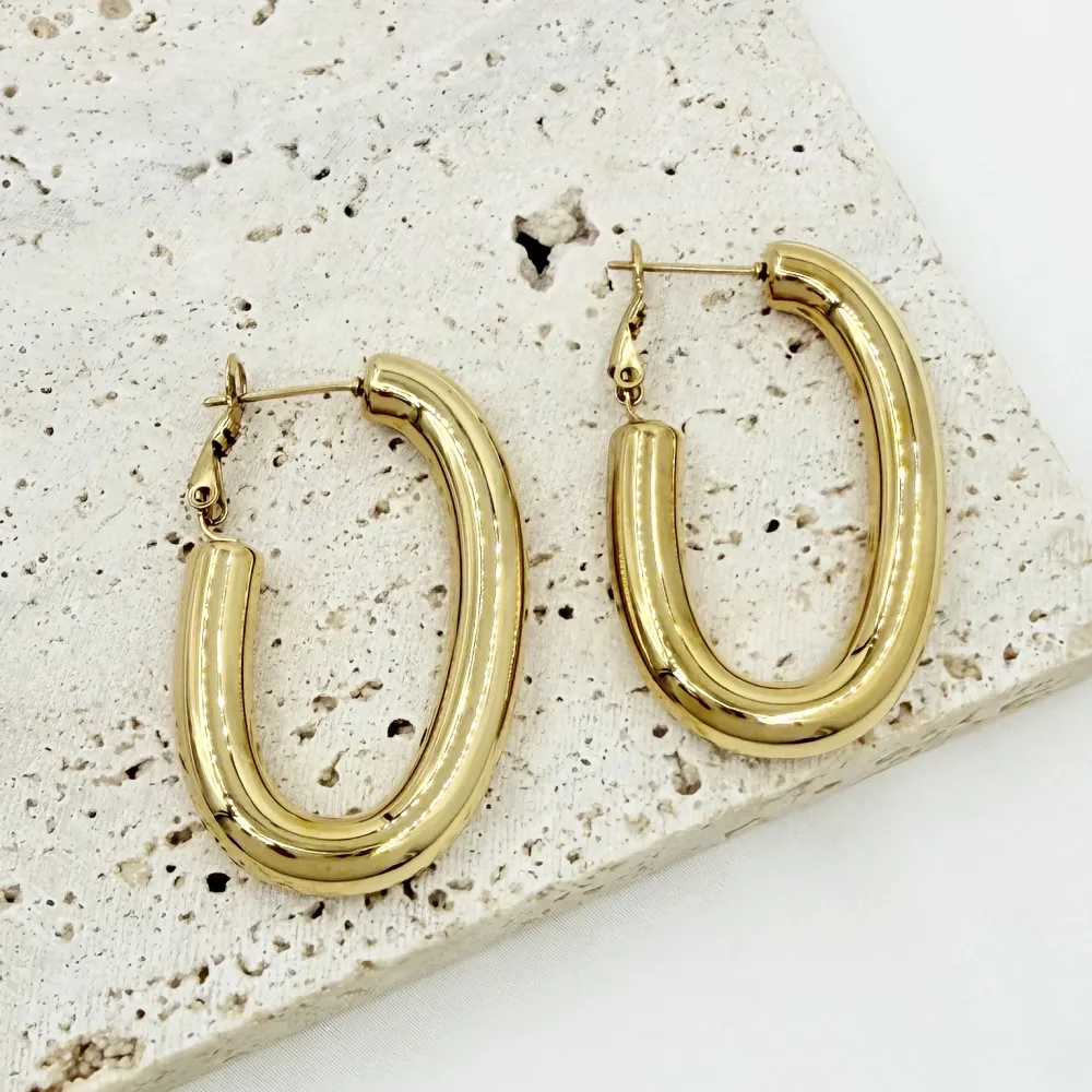 Cerchio  Ovale-Orecchini in Acciaio - OR-103-AA6558E