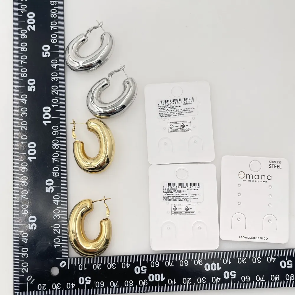 Cerchio ovale -Orecchini in Acciaio - OAP-103-AA6551E