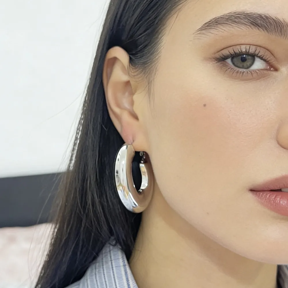 Cerchio ovale -Orecchini in Acciaio - OAP-103-AA6551E