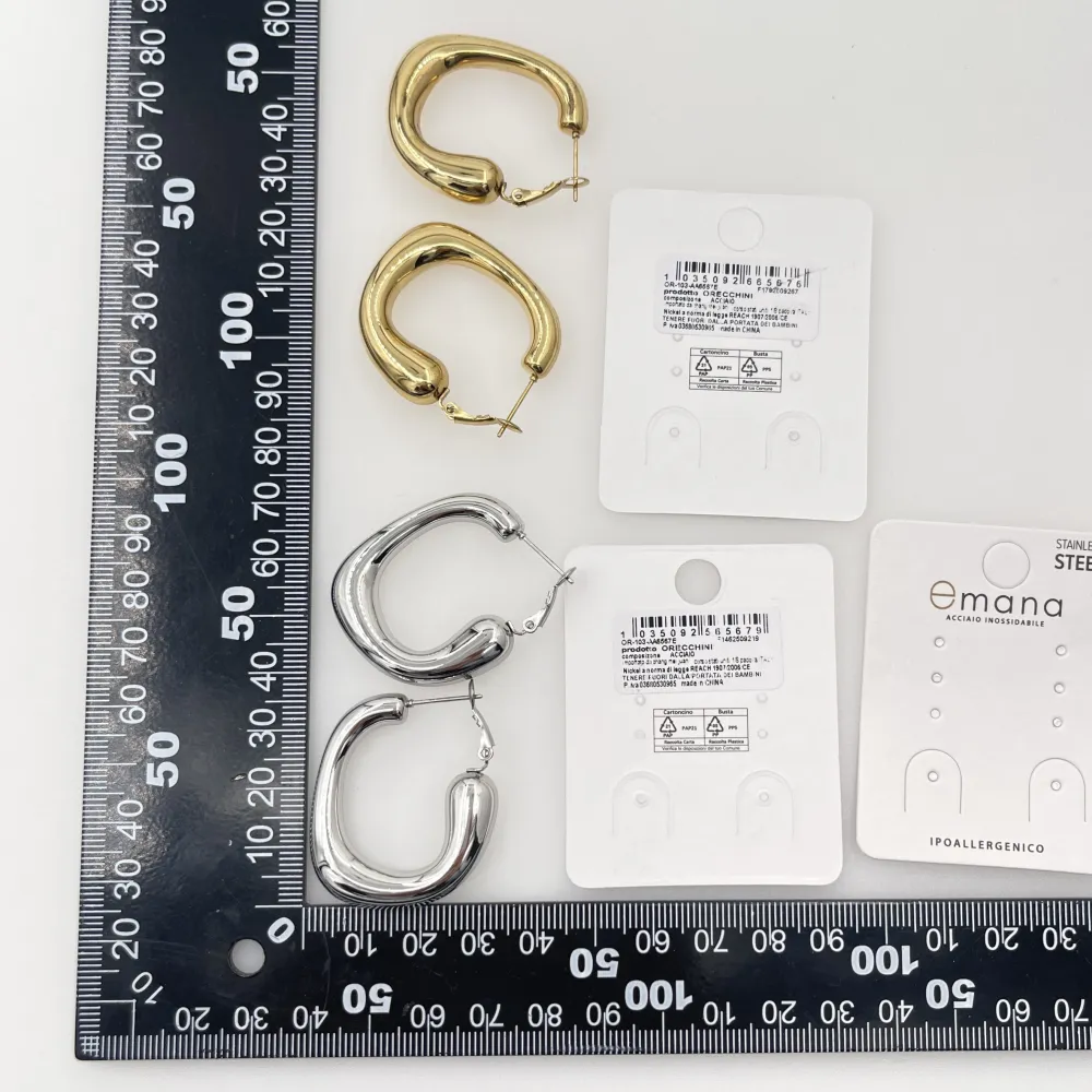 Cerchio ovale -Orecchini in Acciaio - OR-103-AA6567E