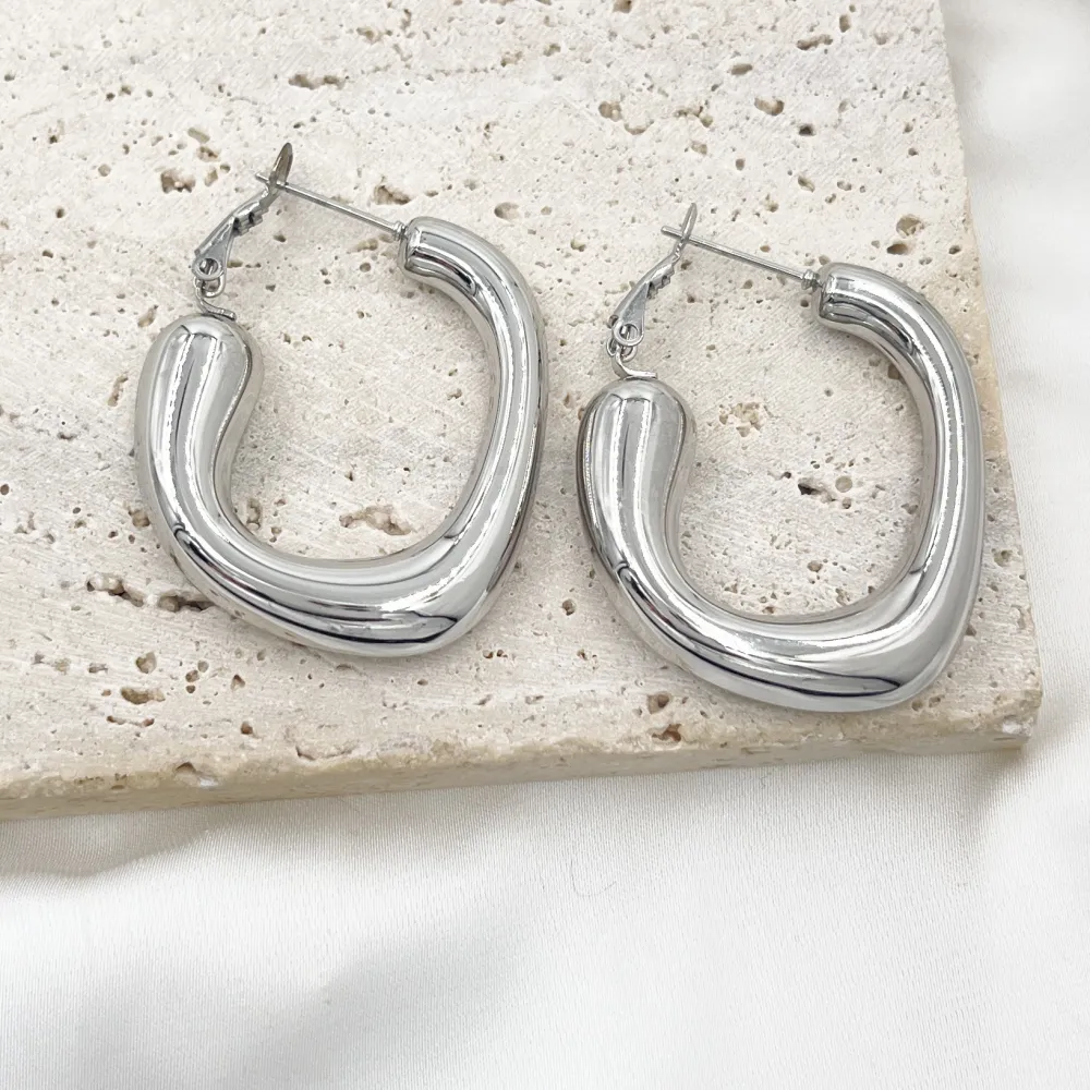 Cerchio ovale -Orecchini in Acciaio - OR-103-AA6567E