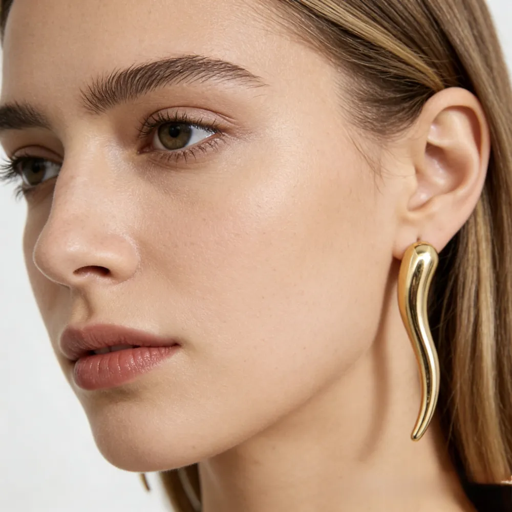 Cornino Lungo-Orecchini in Acciaio - OR-774-111