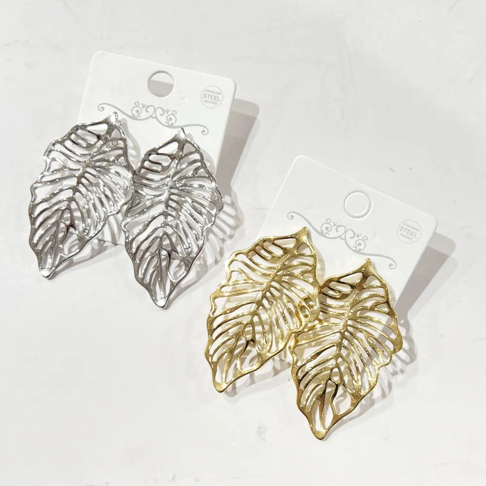 Foglia Grande-Orecchini in Acciaio - OR-774-108