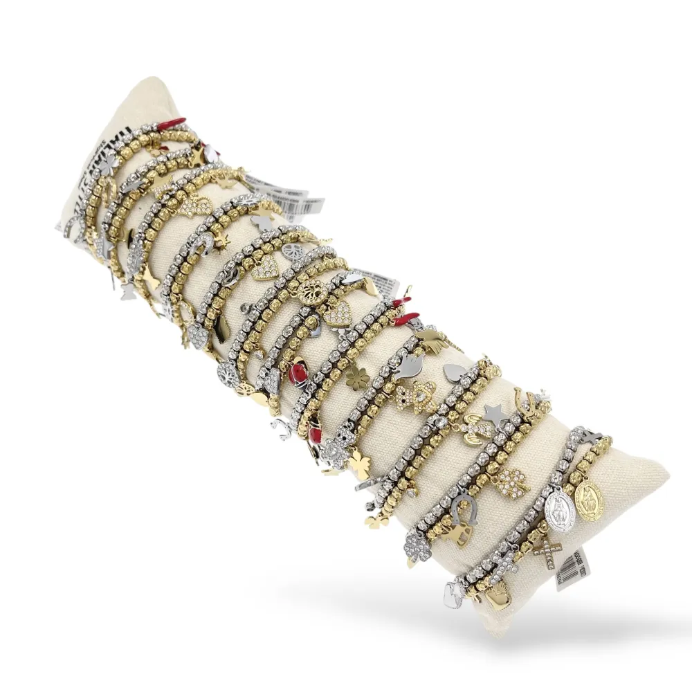 Mix Soggetti con Zirconia-24pz Bracciali Elastici in Acciaio - BR-103-AA6343-6369B