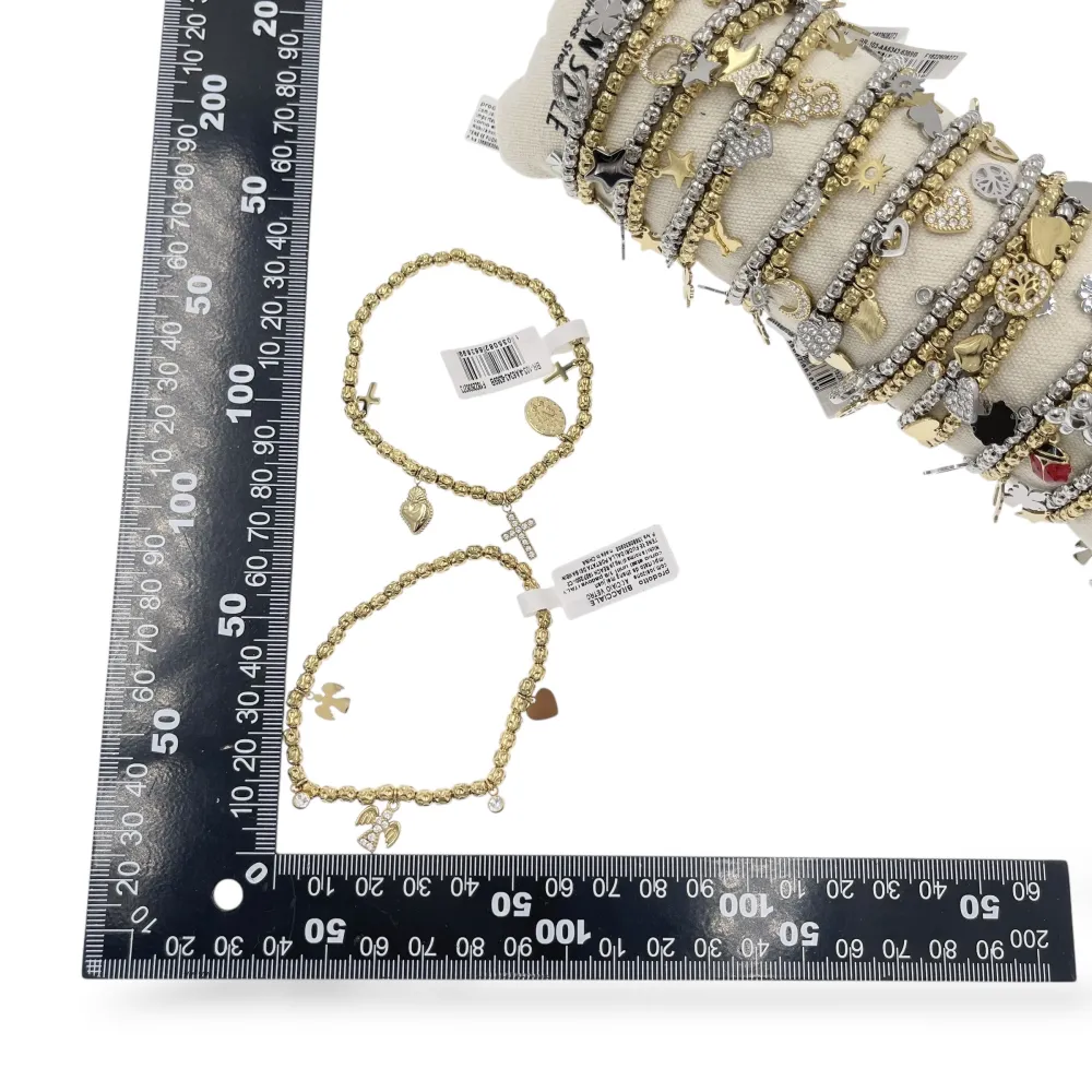 Mix Soggetti con Zirconia-24pz Bracciali Elastici in Acciaio - BR-103-AA6343-6369B