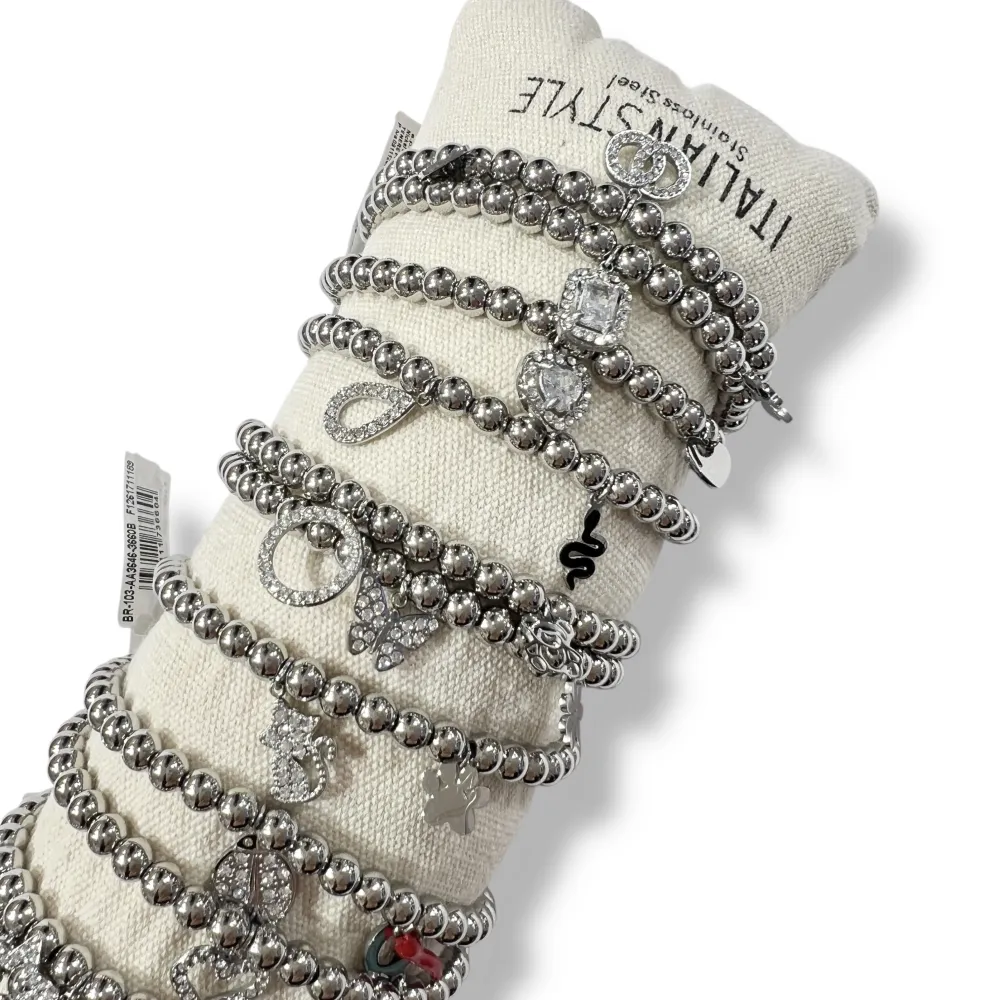 Mix Soggetti con Zirconia-15pz Bracciali Elastici in Acciaio - BR-103-AA3646-3660B