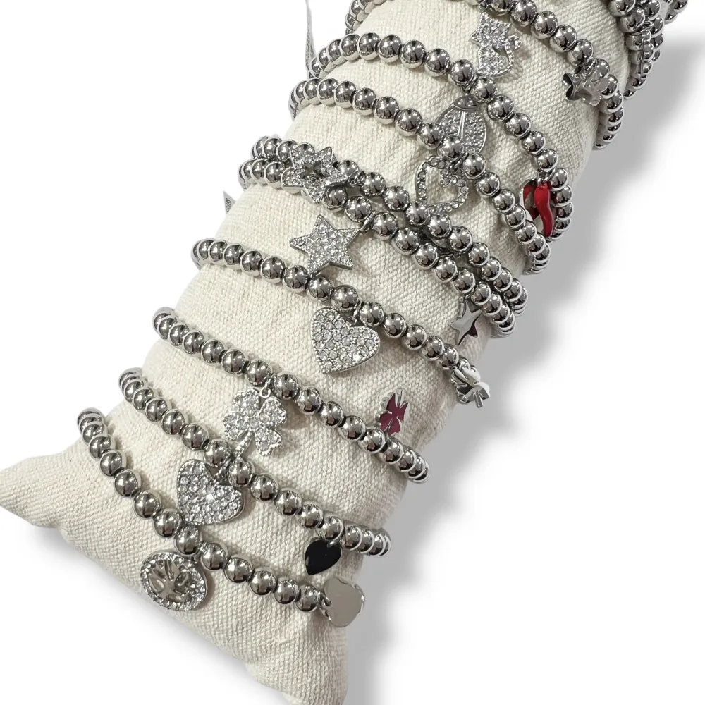 Mix Soggetti con Zirconia-15pz Bracciali Elastici in Acciaio - BR-103-AA3646-3660B