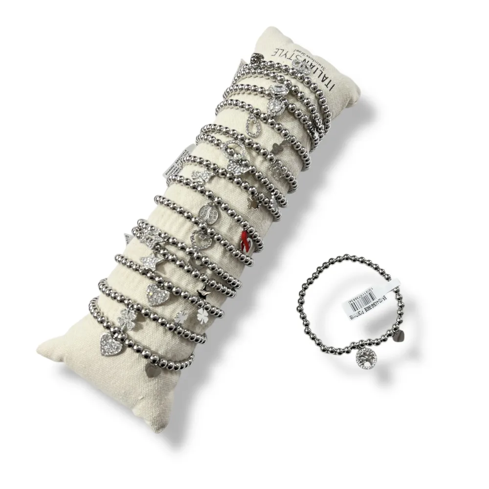 Mix Soggetti con Zirconia-15pz Bracciali Elastici in Acciaio - BR-103-AA3646-3660B