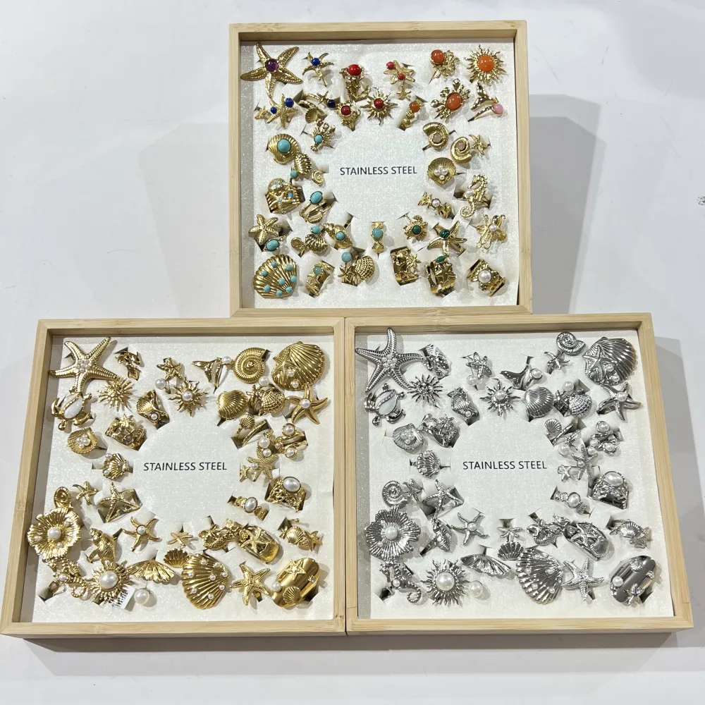 Mix Modelli Mare-36 pz Anelli in Acciaio - AN-105-270