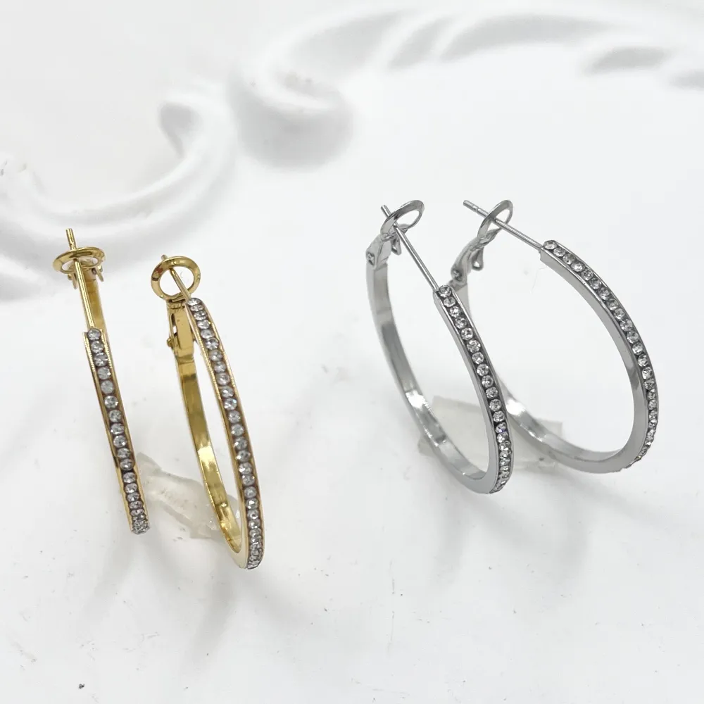 Cerchio 30mm   con Zirconia-Orecchini in Acciaio - OR-103-AA1057E 30mm