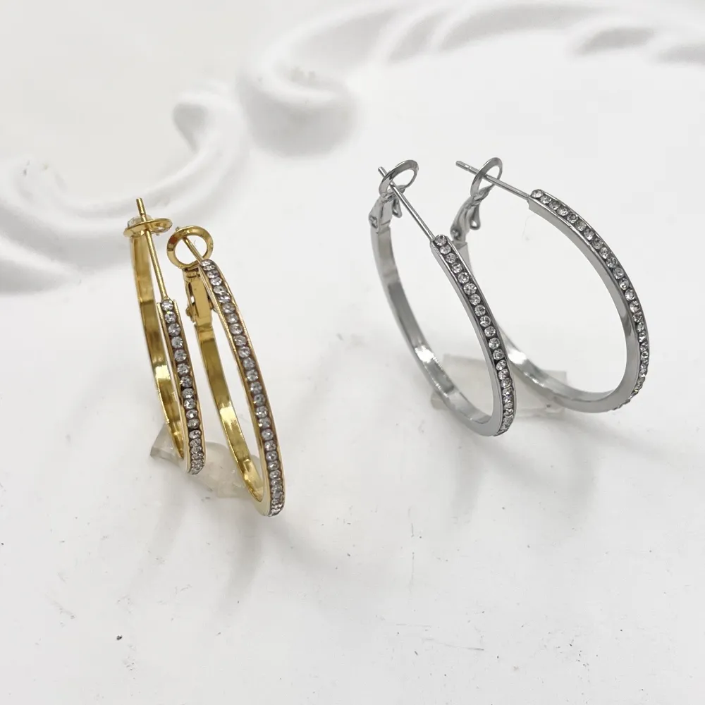 Cerchio 30mm   con Zirconia-Orecchini in Acciaio - OR-103-AA1057E 30mm