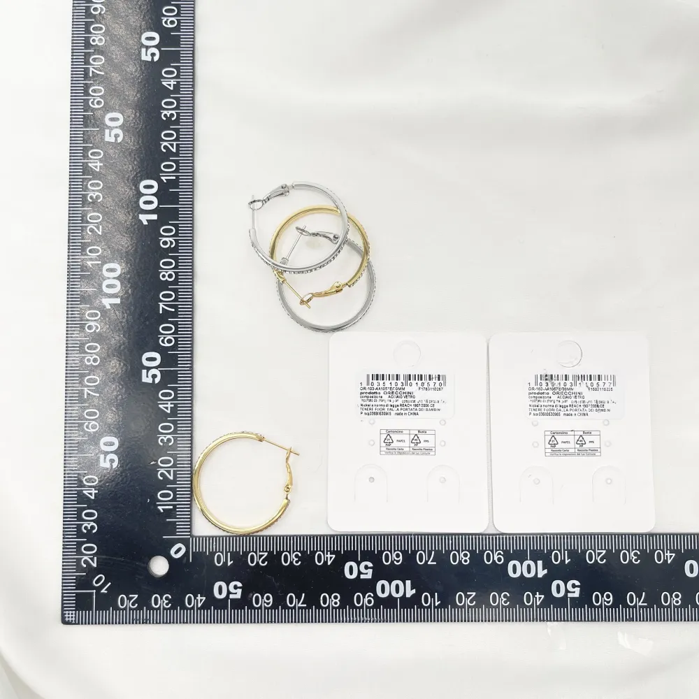 Cerchio 30mm   con Zirconia-Orecchini in Acciaio - OR-103-AA1057E 30mm