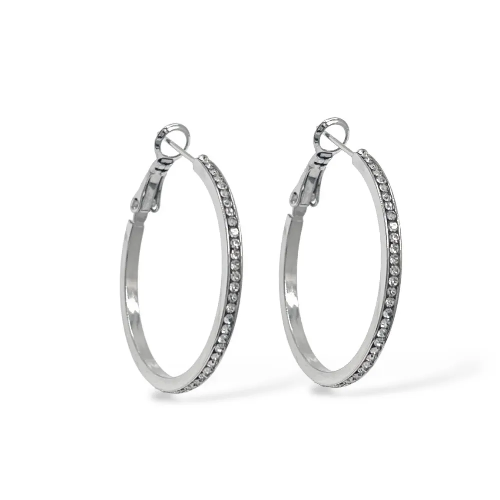 Cerchio 30mm   con Zirconia-Orecchini in Acciaio - OR-103-AA1057E 30mm