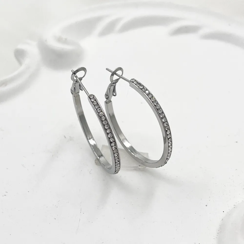 Cerchio 30mm   con Zirconia-Orecchini in Acciaio - OR-103-AA1057E 30mm