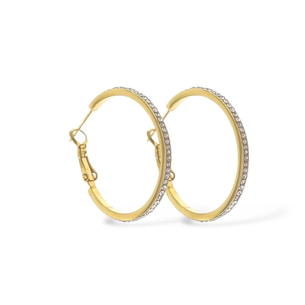 Cerchio 30mm   con Zirconia-Orecchini in Acciaio - OR-103-AA1057E 30mm