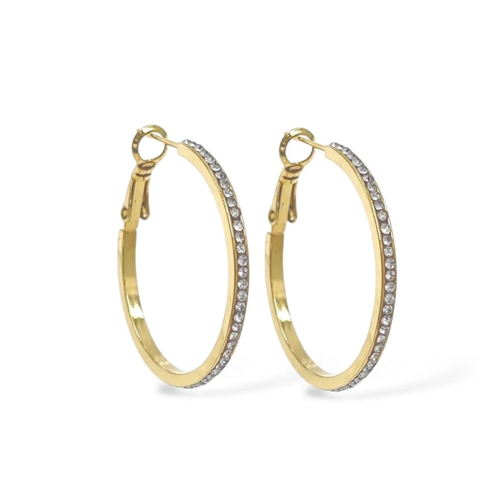 Cerchio 30mm   con Zirconia-Orecchini in Acciaio - OR-103-AA1057E 30mm