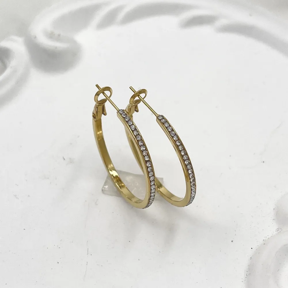 Cerchio 30mm   con Zirconia-Orecchini in Acciaio - OR-103-AA1057E 30mm