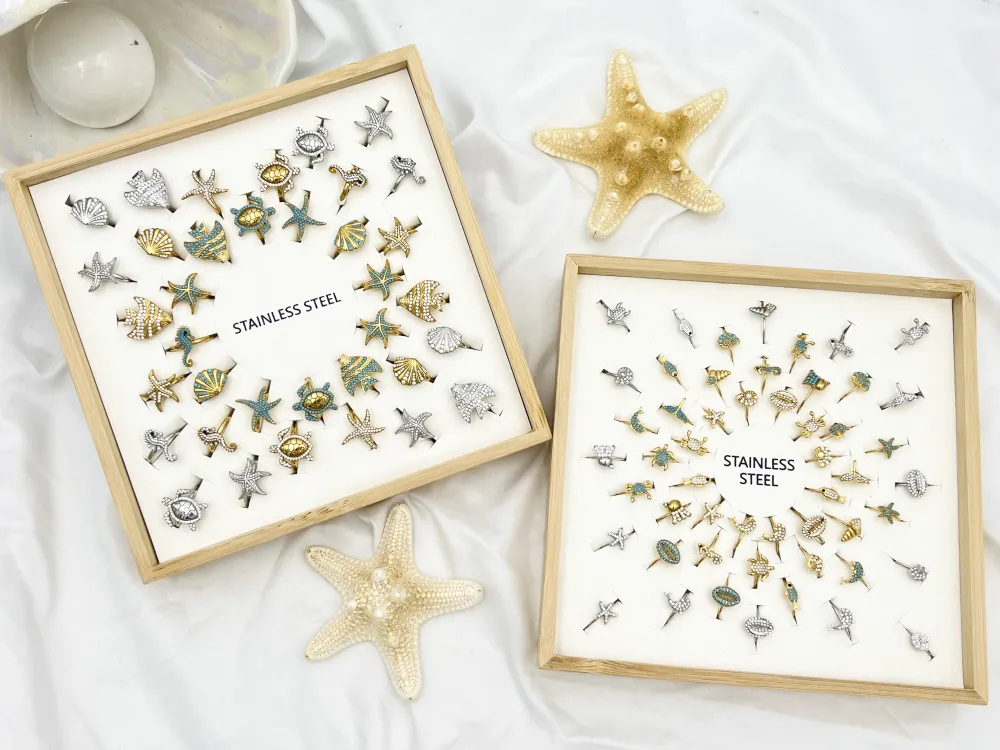 Soggetti Mare-36 pz Anelli in Acciaio - AN-795-14178-83