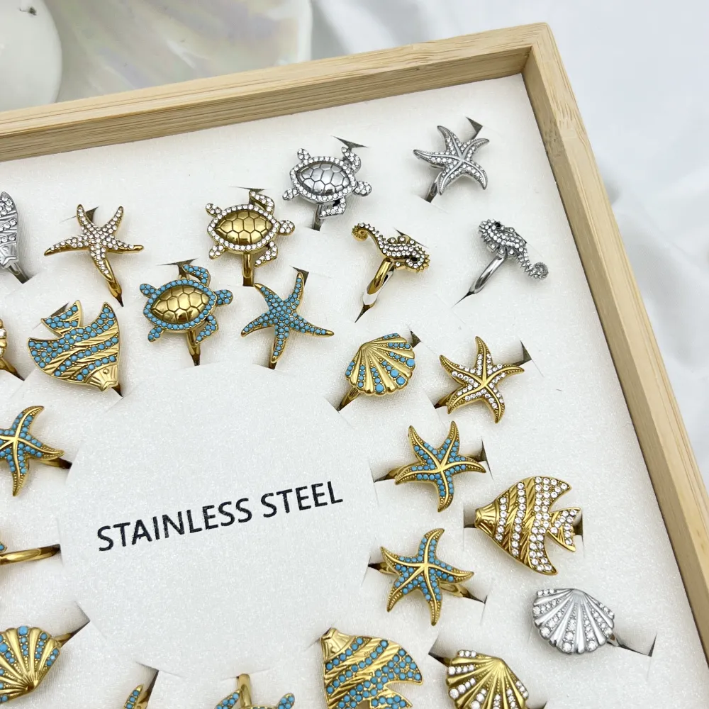 Soggetti Mare-36 pz Anelli in Acciaio - AN-795-14178-83