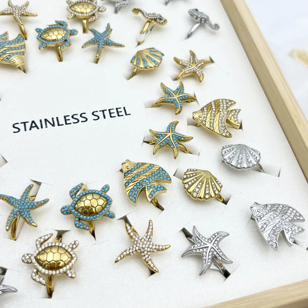 Soggetti Mare-36 pz Anelli in Acciaio - AN-795-14178-83