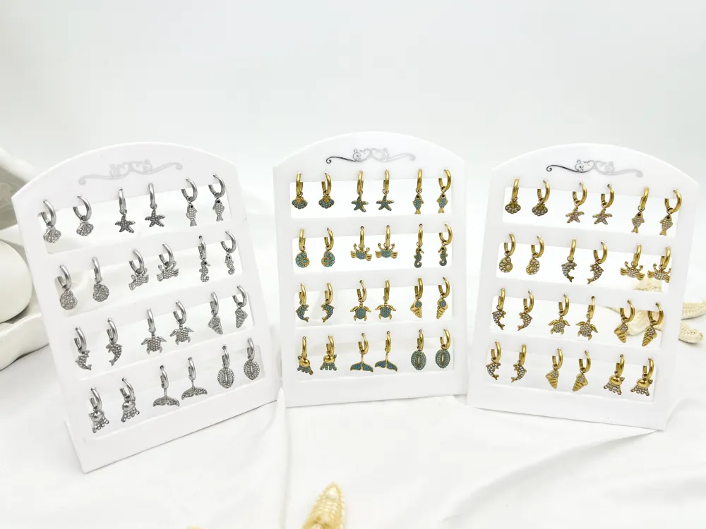 Mix Soggetti Mare-12Paia Orecchini in Acciaio - OPA-795-19802-813