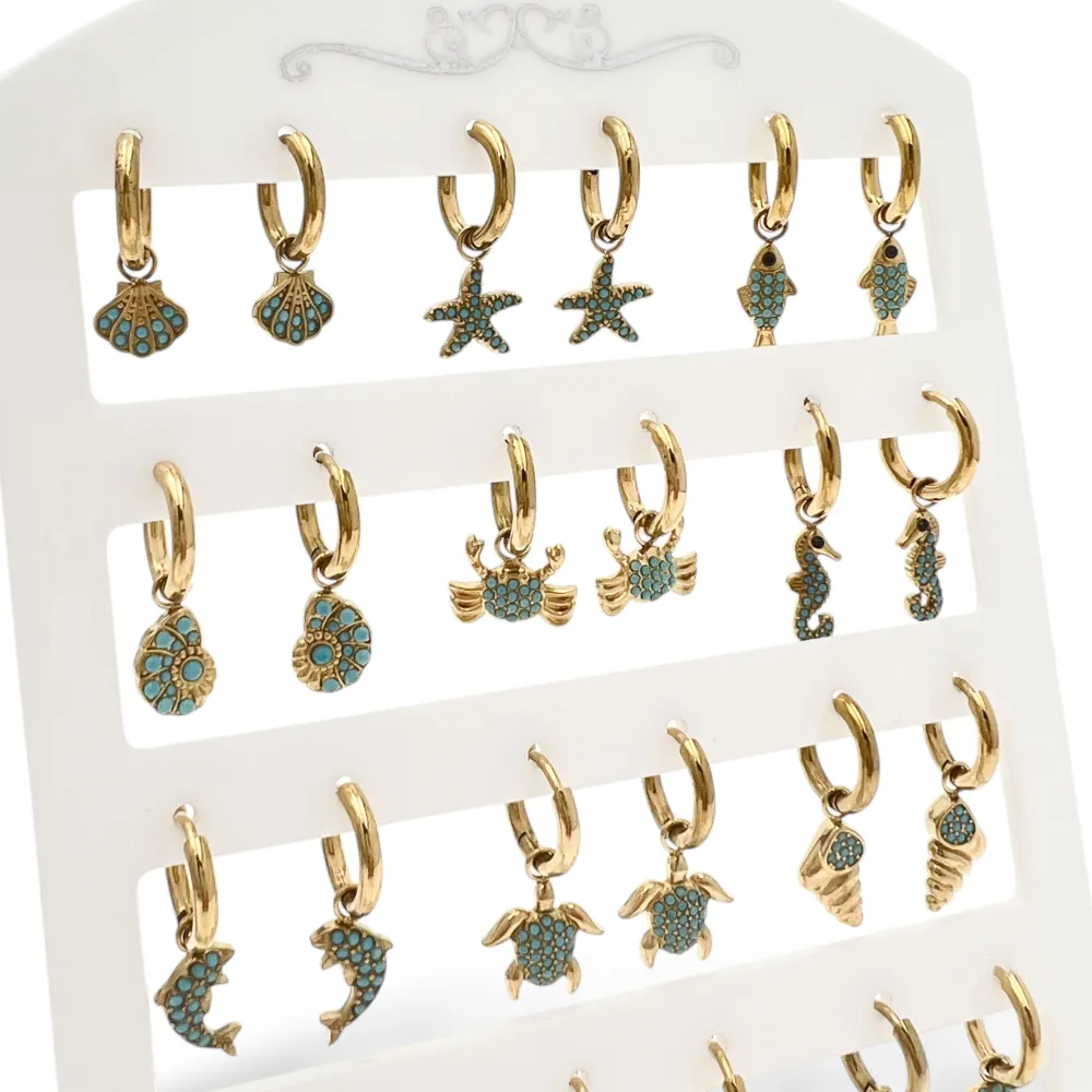 Mix Soggetti Mare-12Paia Orecchini in Acciaio - OPA-795-19802-813