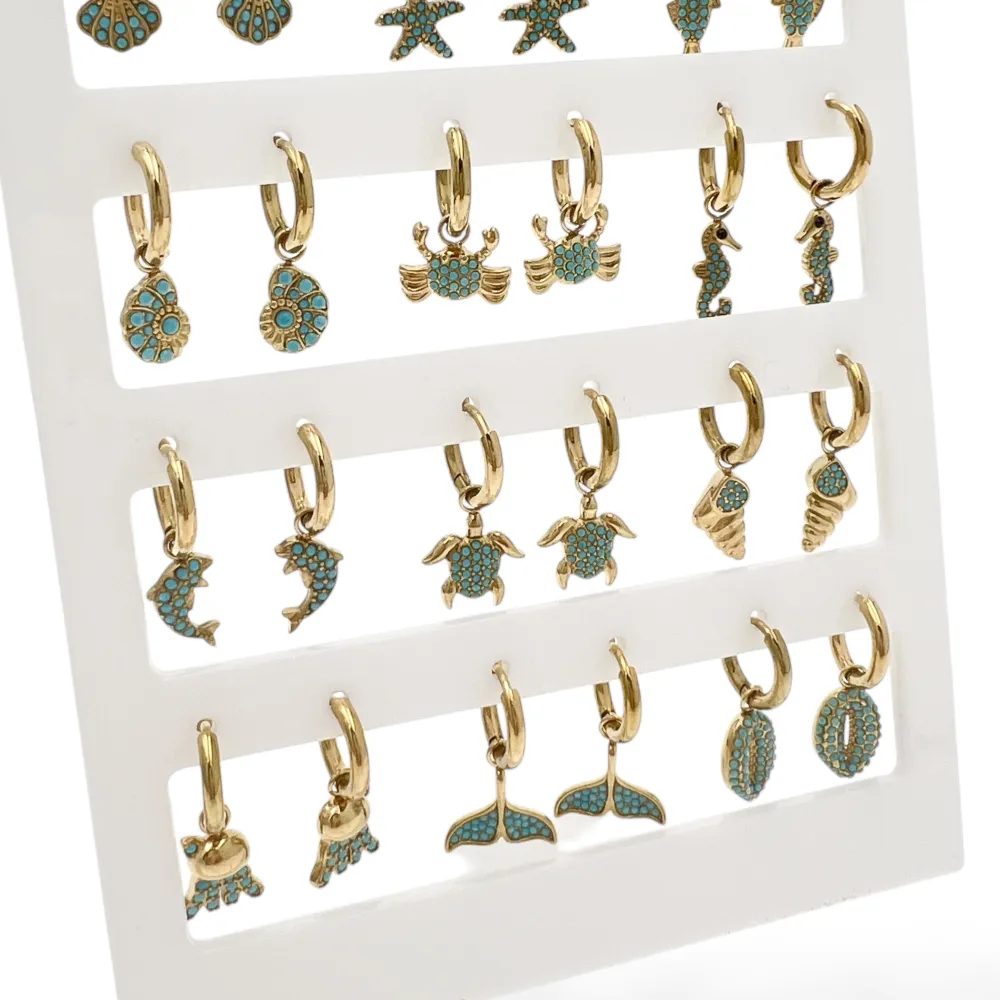 Mix Soggetti Mare-12Paia Orecchini in Acciaio - OPA-795-19802-813