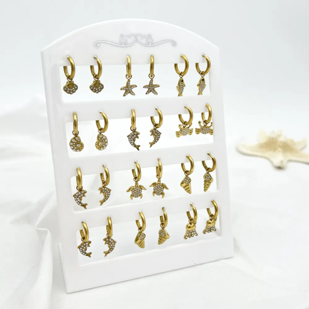 Mix Soggetti Mare-12Paia Orecchini in Acciaio - OPA-795-19802-813