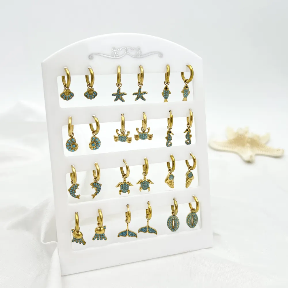 Mix Soggetti Mare-12Paia Orecchini in Acciaio - OPA-795-19802-813