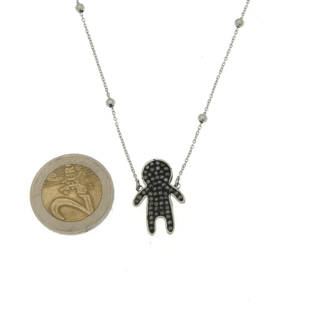 CAC6358-Bimbo - Girocollo in Acciaio con Strass_Nero_2