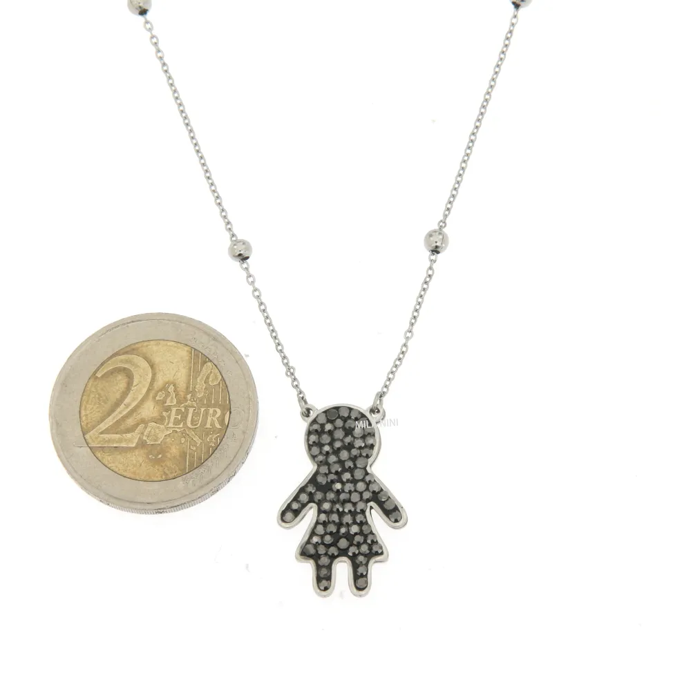 CAC6359-Bimba - Girocollo in Acciaio con Strass_Nero_2