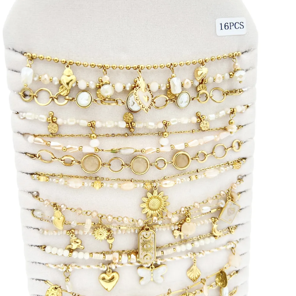 Mix Modelli -16pz Collane Corte in Acciaio - CL-732-579