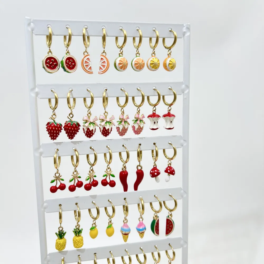 Mix Smaltato-24Paia Orecchini in Acciaio Incluso Espositore - OR-413-2534