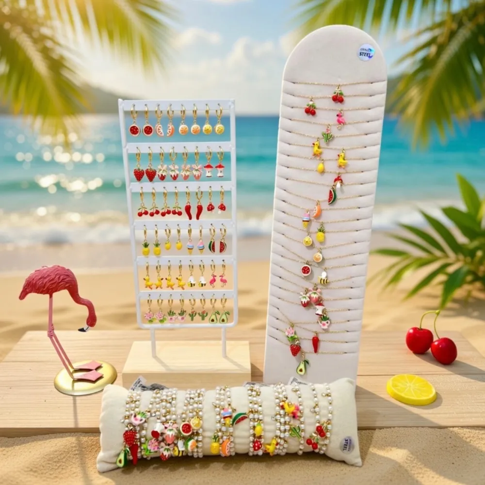 Mix Smaltato-24Paia Orecchini in Acciaio Incluso Espositore - OR-413-2534