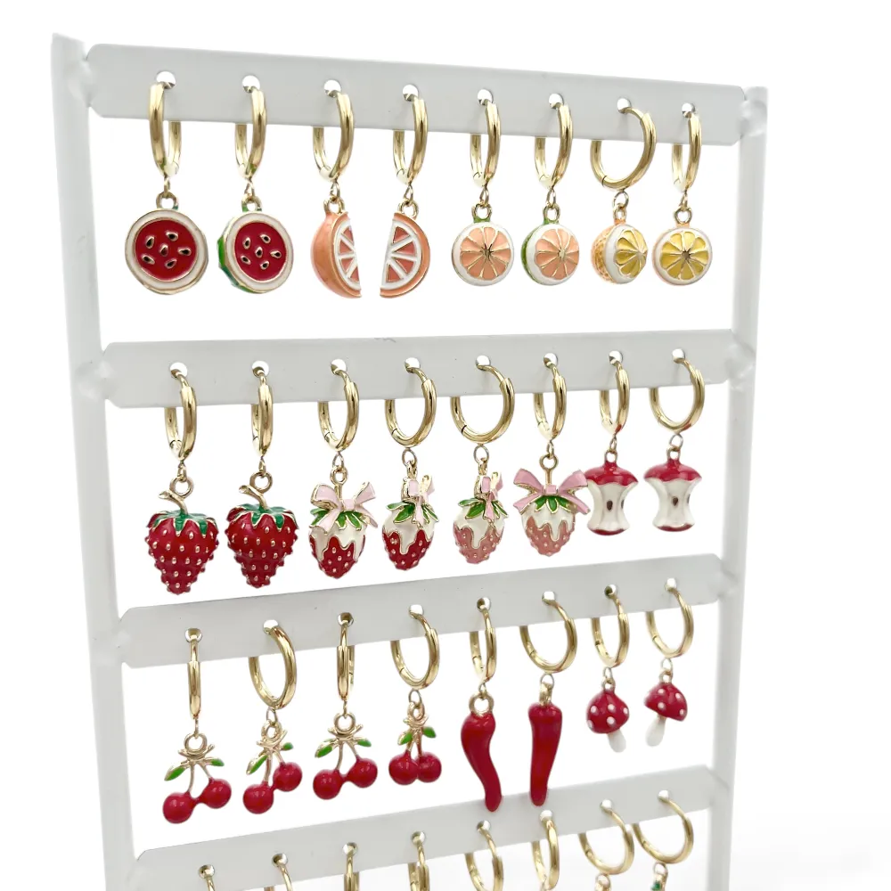 Mix Smaltato-24Paia Orecchini in Acciaio Incluso Espositore - OR-413-2534