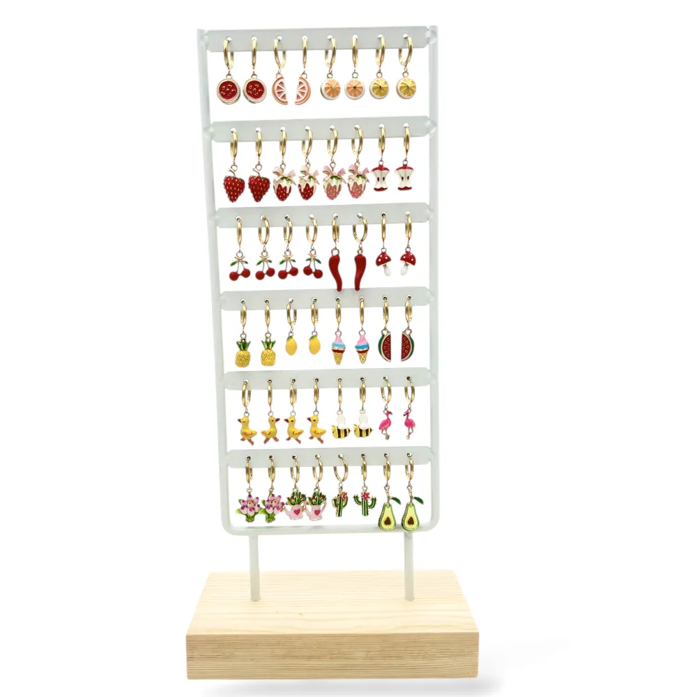 Mix Smaltato-24Paia Orecchini in Acciaio Incluso Espositore - OR-413-2534