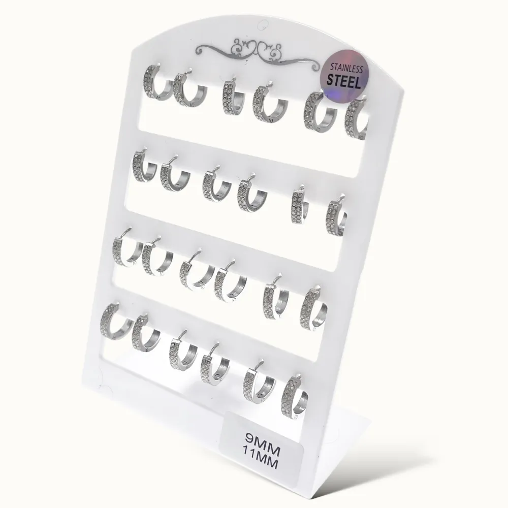 Cerchio con Strass -Orecchini in Acciaio - OR-103-AA4658E