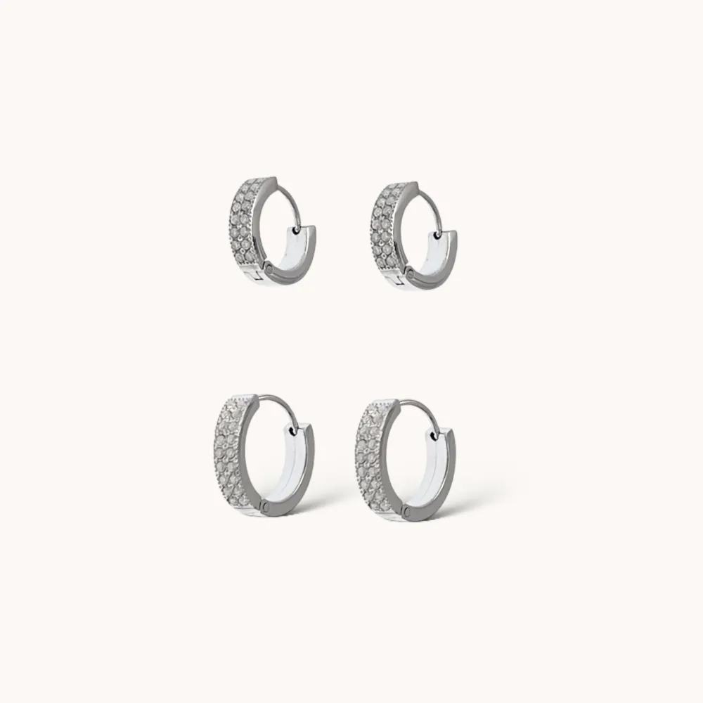 Cerchio con Strass -Orecchini in Acciaio - OR-103-AA4658E