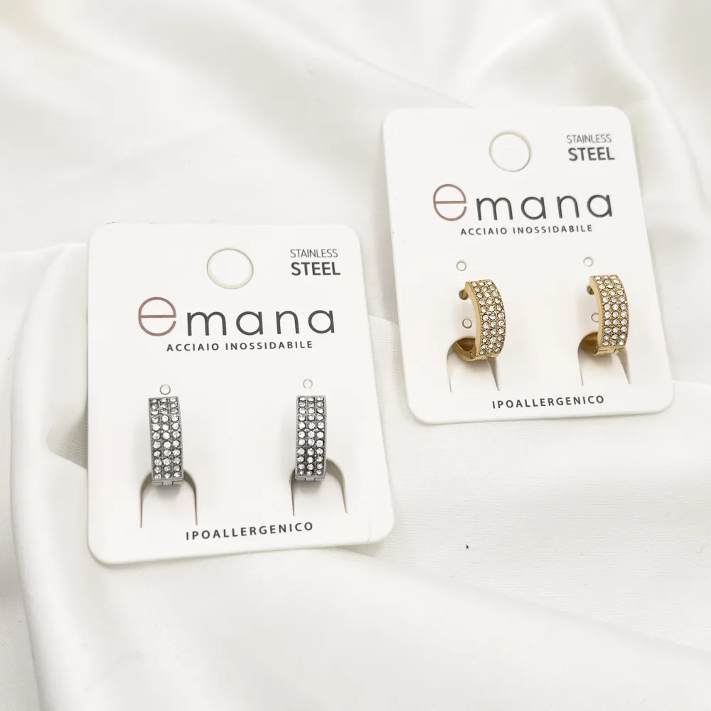 Cerchio con Strass -Orecchini in Acciaio - OR-103-AA4659E