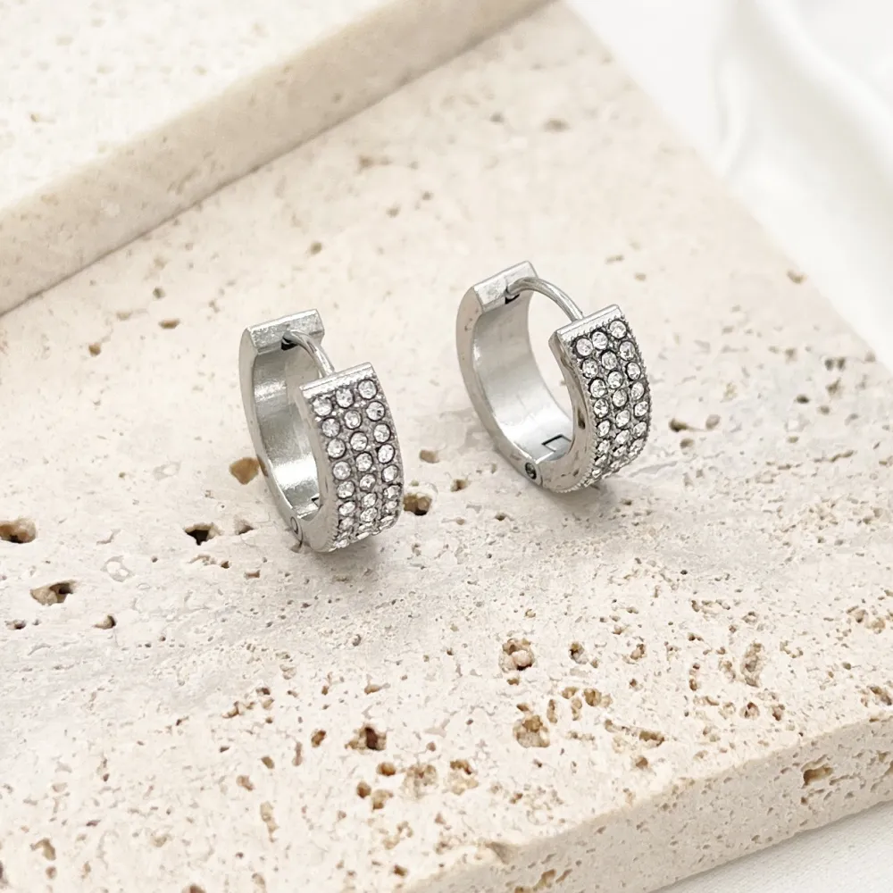 Cerchio con Strass -Orecchini in Acciaio - OR-103-AA4659E