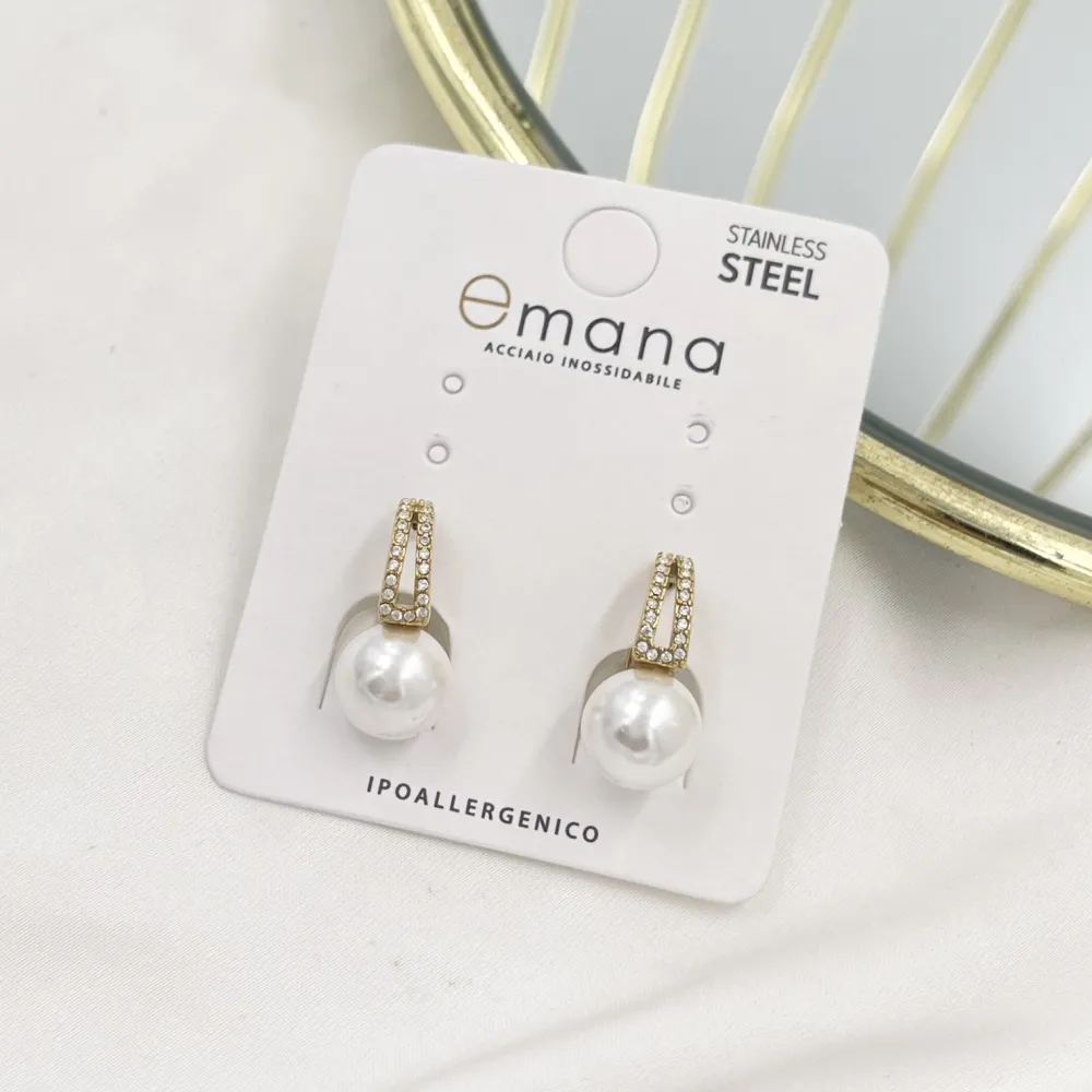 Cerchio con perla -Orecchini in Acciaio - OR-103-AA5561E