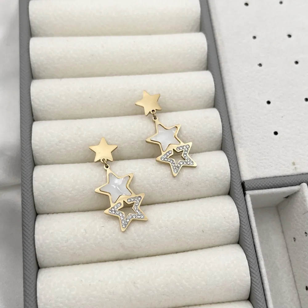 Stella di Fritillaria -Orecchini in Acciaio-Orecchini in madreperla - OR-413-1267