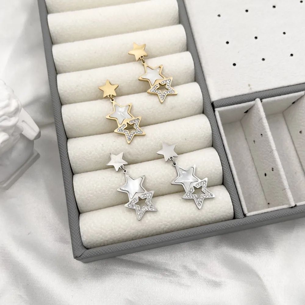 Stella di Fritillaria -Orecchini in Acciaio-Orecchini in madreperla - OR-413-1267