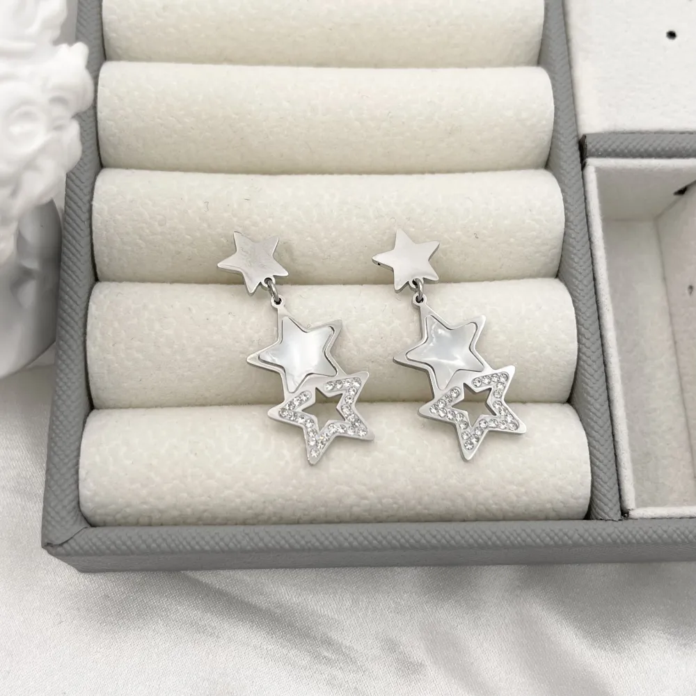 Stella di Fritillaria -Orecchini in Acciaio-Orecchini in madreperla - OR-413-1267