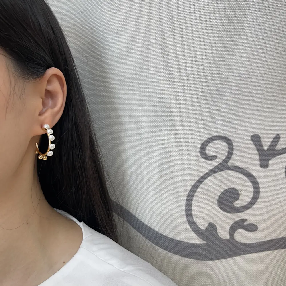 Cerchio con perla -Orecchini in Acciaio - OR-729-12